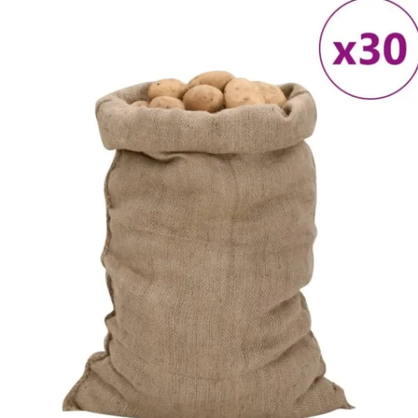 Clearance Jutesække 30 stk. - Alsidige og økologiske opbevaringssække | Størrelse: 60x105 cm | Vægt: 340 g/m2 Havekurve