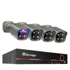 Sikkerhedsmonitorer & Videokameraer^4K Sikkerhedskamera System, To-Vejs Lyd, Farve Natvision,3T (udendørs sport), 8CH NVR 4PCS Kamera