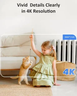 Online 4K UHD Indendørs Sikkerhedskamera, Højopløselig 8MP, Dual-Band WiFi Forbindelse, 8x Digital Zoom Sikkerhedsmonitorer & Videokameraer