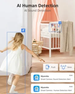 Online 4K UHD Indendørs Sikkerhedskamera, Højopløselig 8MP, Dual-Band WiFi Forbindelse, 8x Digital Zoom Sikkerhedsmonitorer & Videokameraer