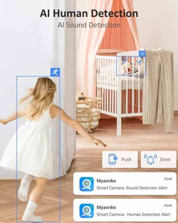 Online 4K UHD Indendørs Sikkerhedskamera, Højopløselig 8MP, Dual-Band WiFi Forbindelse, 8x Digital Zoom Sikkerhedsmonitorer & Videokameraer