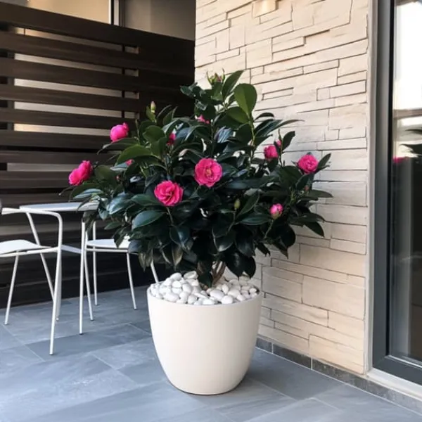 Blomster^Kamelia japansk rose - Camellia japonica 'Dr. King' - Højde 50-60cm - ⌀15cm