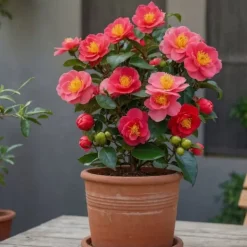 Hot Kamelia japansk rose - Sæt med 2 - Camellia 'Lady C.' - Højde 60-70cm - ⌀19cm Buskads