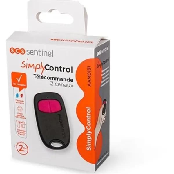 Sale 2-kanals fjernbetjening - SCS SENTINEL - SimplyControl - Fuchsia, rækkevidde 40m, frekvens 433,92 MHz, CR2032 lithiumbatteri inkluderet Skure, Garager & Carports