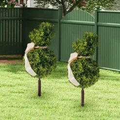 Havedekorationer^Kaninformet Topiary i Potte - Kunstig Buksbom - Udendørs Dekoration - Harpiks - Til Jubilæum/Udstilling - Grøn