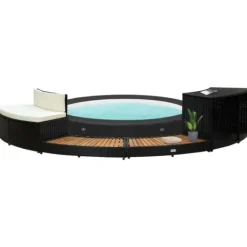 Kant til spa polyrattan og massivt akacietræ sort og natur - Spakant - Spakanter - Home & Living Spa & Udendørsbad
