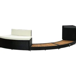 Kant til spa polyrattan og massivt akacietræ sort og natur - Spakant - Spakanter - Home & Living Spa & Udendørsbad