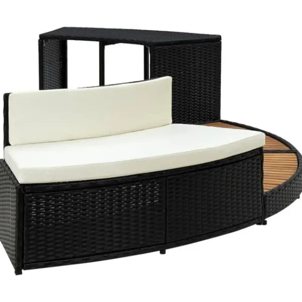 Kant til spa polyrattan og massivt akacietræ sort og natur - Spakant - Spakanter - Home & Living Spa & Udendørsbad