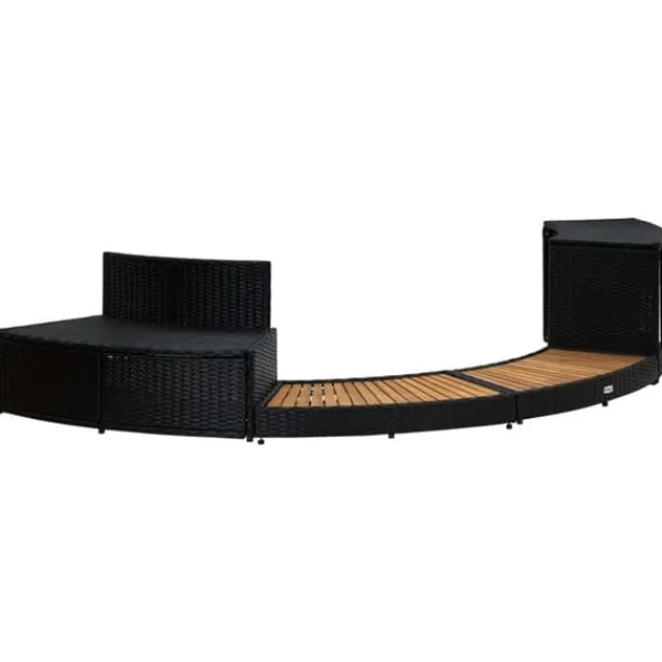 Kant til spa polyrattan og massivt akacietræ sort og natur - Spakant - Spakanter - Home & Living Spa & Udendørsbad