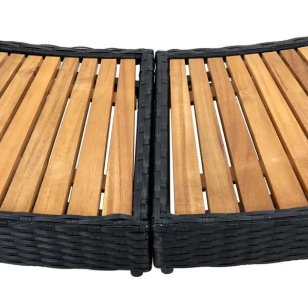 Kant til spa polyrattan og massivt akacietræ sort og natur - Spakant - Spakanter - Home & Living Spa & Udendørsbad