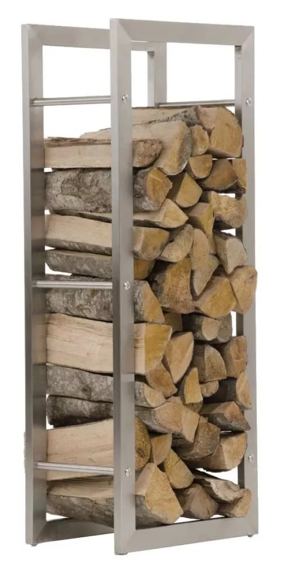 Tilbehør Til Brændeovne & Pejse^Keri Handcrafted Stainless Steel Firewood Rack Indoor, 25x60x100 cm