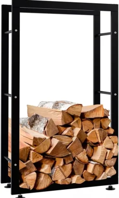 Tilbehør Til Brændeovne & Pejse^Keri V2 Firewood Rack - Black Metal, 25x60x100 cm