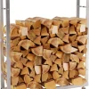 Tilbehør Til Brændeovne & Pejse^Keri V2 Stainless Steel Firewood Rack - 100x25x125 cm, Indoor Use, Stable Construction with Crossbars