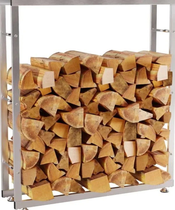 Tilbehør Til Brændeovne & Pejse^Keri V2 Stainless Steel Firewood Rack - 100x25x125 cm, Indoor Use, Stable Construction with Crossbars