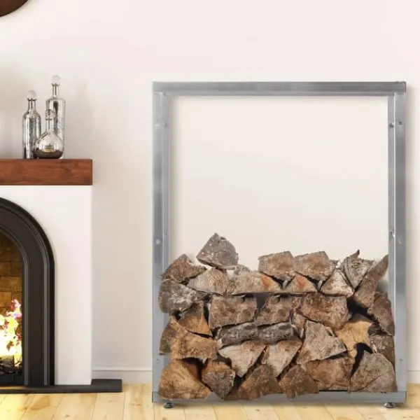 Tilbehør Til Brændeovne & Pejse^Keri V2 Stainless Steel Firewood Rack - 100x25x125 cm, Indoor Use, Stable Construction with Crossbars