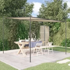 Outlet Klassisk pavillon 3x3 m - Vandafvisende polyester med stålstel | Farve: Beige | Størrelse: 3x3 m Buer, Spalier, Lysthuse Uden Tag