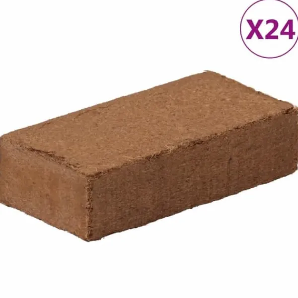 Clearance Kokosblokke til plantevækst - Økologisk vækstmedium | 24 stk. | 650 g pr. stk. | Totalvægt: 15,6 kg Jord & Sand
