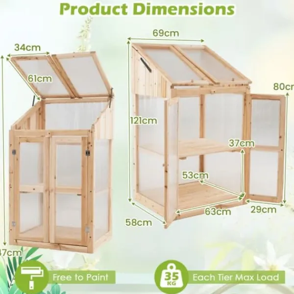 Clearance Koldramme Drivhus, 69x58x121 cm, Natur Drivhus