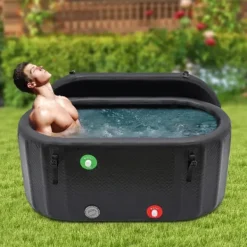Spa & Udendørsbad^Koldtvandskar / Isbad - Oppustelig balje - 370 L - 150 x 80 cm - Med isoleret låg - Bærbar - Grå