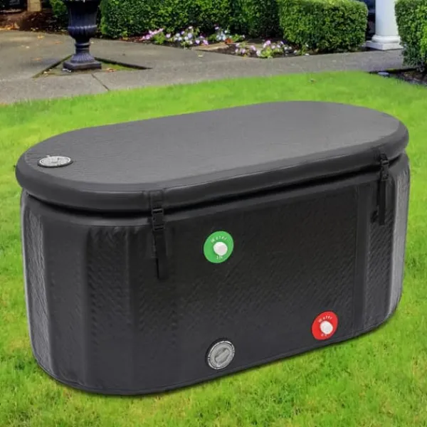Spa & Udendørsbad^Koldtvandskar / Isbad - Oppustelig balje - 370 L - 150 x 80 cm - Med isoleret låg - Bærbar - Grå