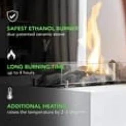 Best Komfur bioethanol komfur - Fritstående model pejs af metal og glas - Opvarmning 2,5 KW Pejse