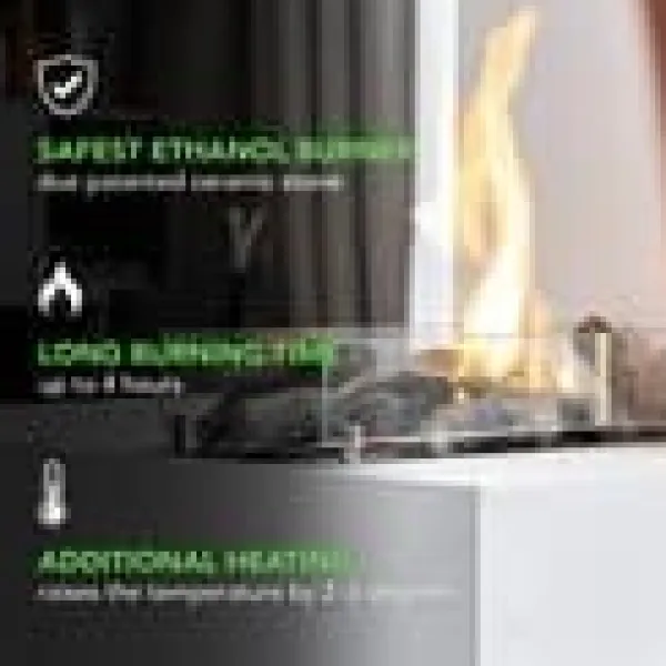 Best Komfur bioethanol komfur - Fritstående model pejs af metal og glas - Opvarmning 2,5 KW Pejse