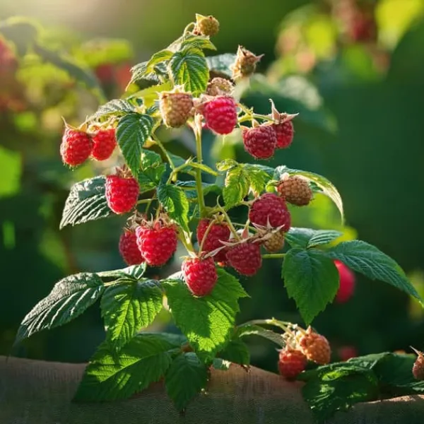 Clearance Kompakt sommerhindbær - Sæt med 2 - Rubus idaeus - Højde 50-60cm - ⌀15cm Buskads