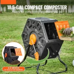 Hot Kompostbeholder 18,5 Gal - kompakt design med skydedør og stålramme. BPA-fri til have, køkken og udendørs brug. Kompostering