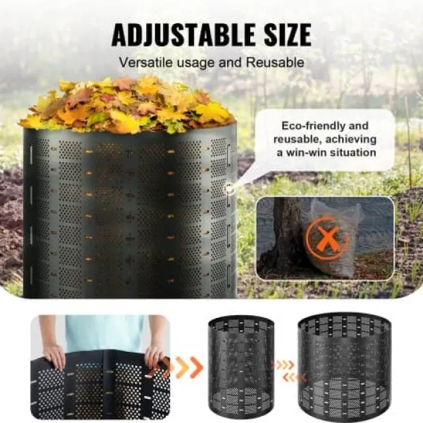 Sale Kompostbeholder, 832,8 L, 335x90 cm, Sort, HDPE Kompostering