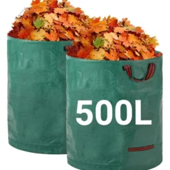 Hot Kraftige haveaffaldsposer - 500L x 2-pak Genanvendelige haveaffaldsposer med håndtag Havekurve