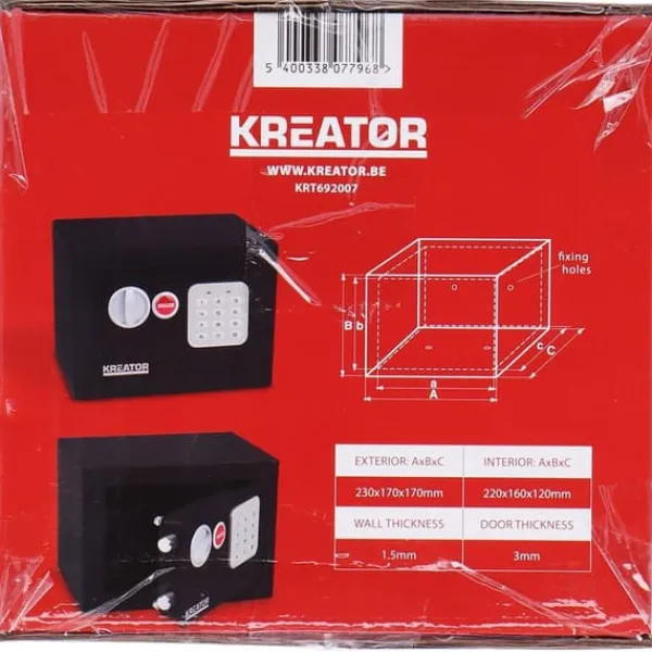 Clearance Kreator Sikkerhedsboks 230x170x170 Mm Pengeskabe