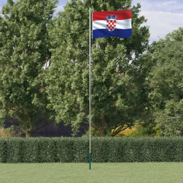 Clearance Kroatien flag og flagstang 6,23 m aluminium - Kroatien Flag - Kroatien-flag - Home & Living Flag & Vindposer
