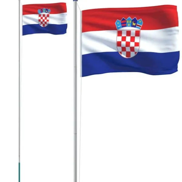 Clearance Kroatien flag og flagstang 6,23 m aluminium - Kroatien Flag - Kroatien-flag - Home & Living Flag & Vindposer
