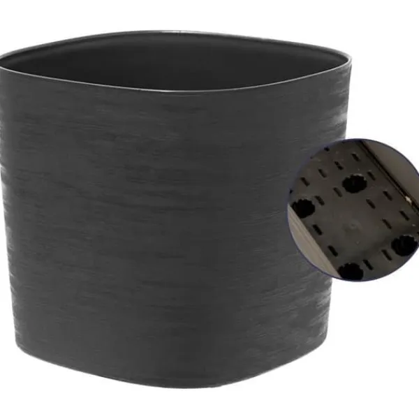 New Kruka med vattenreserv - GARDEN ID Respect - Black-Anth 20 x 20 cm - 100% hushållsavfall - 100% återvinningsbart - Strukturerad yta. Krukker & Plantebeholdere
