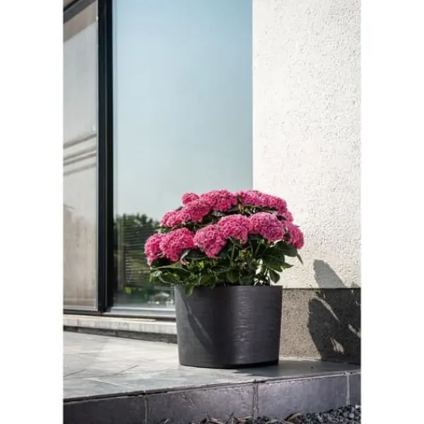 New Kruka med vattenreserv - GARDEN ID Respect - Black-Anth 20 x 20 cm - 100% hushållsavfall - 100% återvinningsbart - Strukturerad yta. Krukker & Plantebeholdere