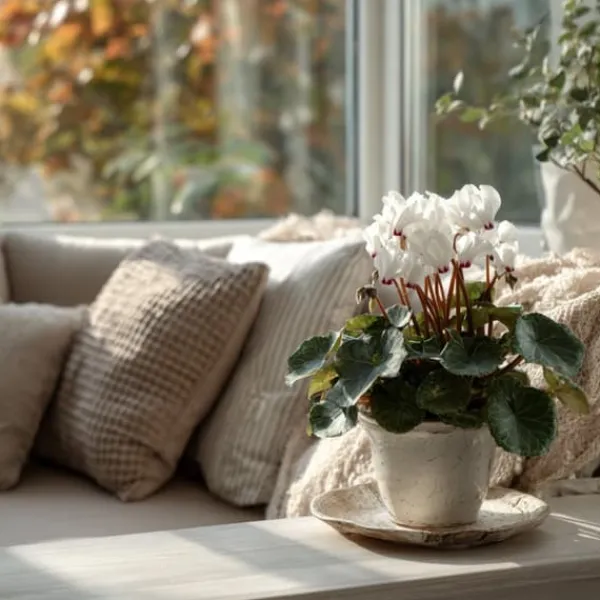 Krukkeplanter Indendørs^Krukkeviol - Sæt med 6 - Cyclamen persicum 'Metis White' - Højde 10-20cm - ⌀9cm