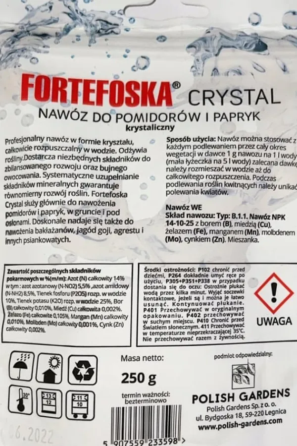 Gødningsmidler^Krystalgødning til tomater og peberfrugter Fortefoska Crystal 250g effektiv