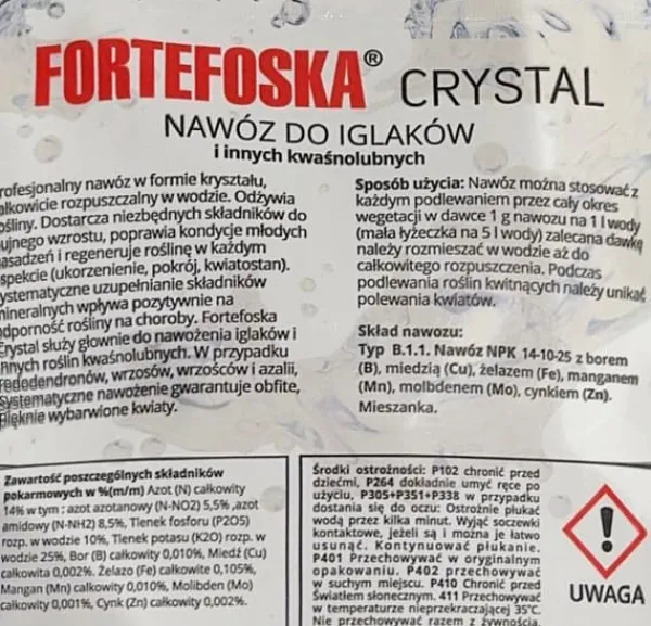 Gødningsmidler^KRYSTALLIN GØDNING TIL NÅLETRÆER FORTEFOSKA CRYSTAL 250G MEGET EFFEKTIV
