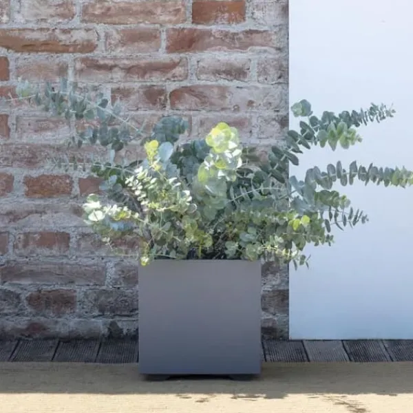 Kubeformet urtepotte - DEROMA - Millennium R - Askegrå - Selvvandende - 25 cm Krukker & Plantebeholdere