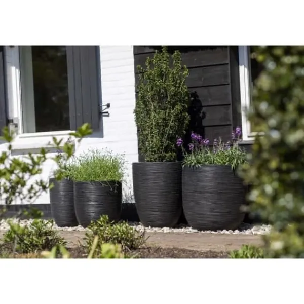 Krukker & Plantebeholdere^Kulblomkruka - CAPI EUROPE - RIB NL - 43 x 41 cm - Svart