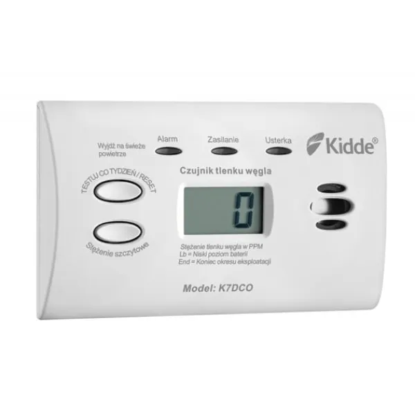 Røg- & Kulmonoxiddetektorer^Kuliltedetektor Kidde K7DCO med display Hvid