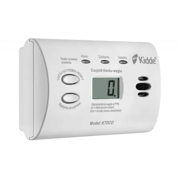 Røg- & Kulmonoxiddetektorer^Kuliltedetektor Kidde K7DCO med display Hvid