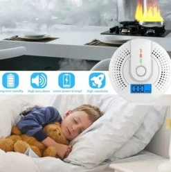 Røg- & Kulmonoxiddetektorer^Kuliltedetektor med LCD-skærm og høj hørbar alarm – bærbar CO-detektor til hjem, campingvogn og rejser