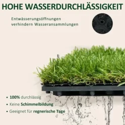 Outlet Kunstgræs 10 stk. 30×30 cm, 25 mm – altan og have, mørkegrøn, nem at vedligeholde Havedekorationer