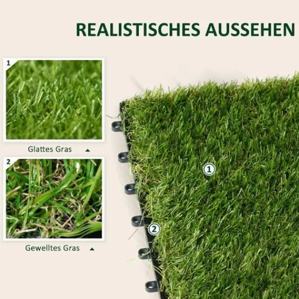 Best Kunstgræs 10 stk. 30×30 cm, 25 mm – altan og have, mørkegrøn, nem at vedligeholde Havedekorationer