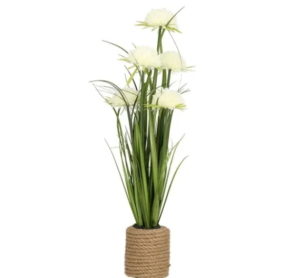 Sale Kunstig blomst I HAVE H70cm, hvid krysantemum, græs med potte Krukkeplanter Indendørs