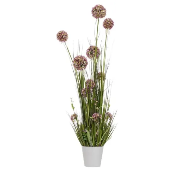 Blomster^Kunstig blomst I HAVE H120cm, lilla allium, græs med potte