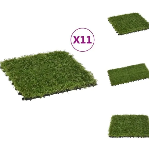 Sale Kunstig flora - Living kunstgræsfliser 11 stk. 30x30 cm grøn Havedekorationer