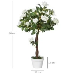 Krukkeplanter Indendørs^Kunstig rosenbusk 90 cm med potte, til hjem, kontor & have