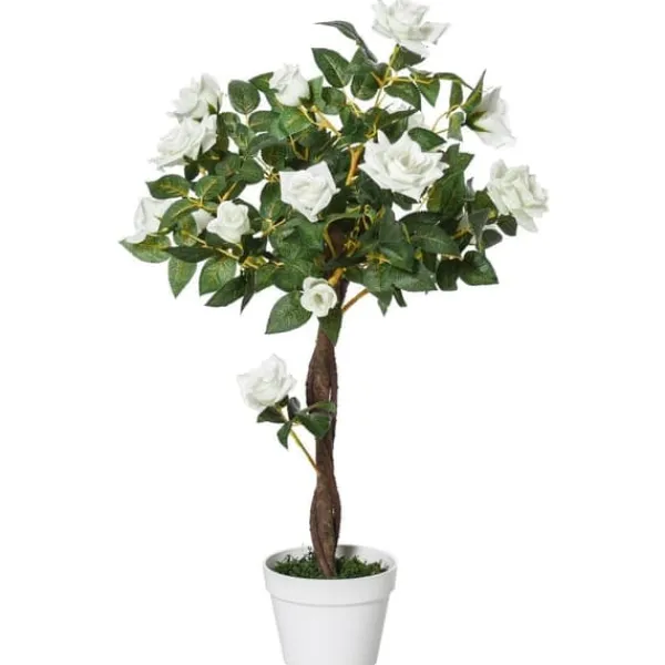Kunstig rosenbusk 90 cm med potte, til hjem, kontor & have Blomster